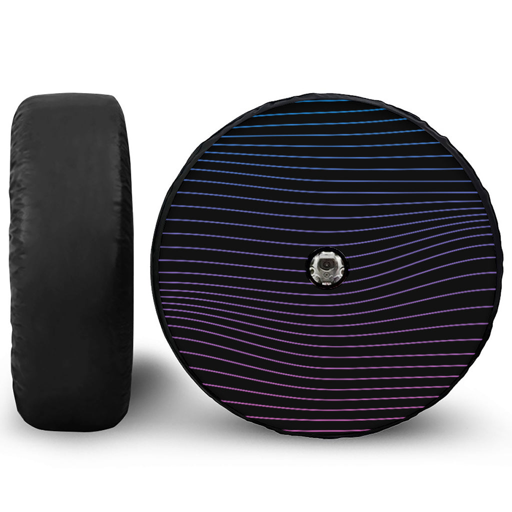 Blue And Purple EDM Wave Print Tire Cover With Camera Hole