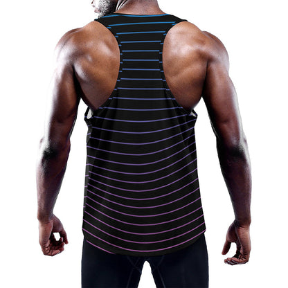Blue And Purple EDM Wave Print Training Tank Top