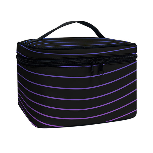 Blue And Purple EDM Wave Print Travel Makeup Bag