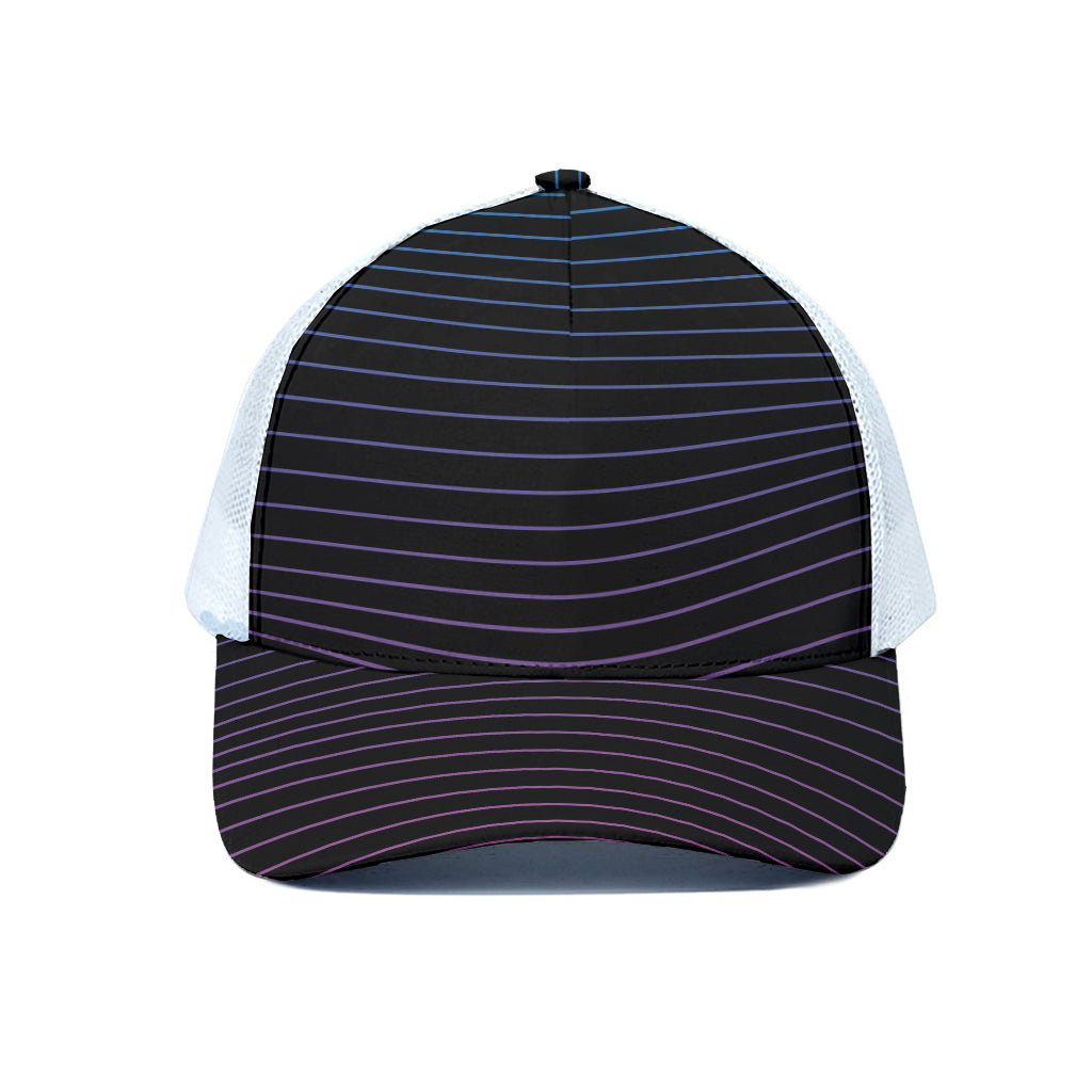 Blue And Purple EDM Wave Print White Mesh Trucker Cap