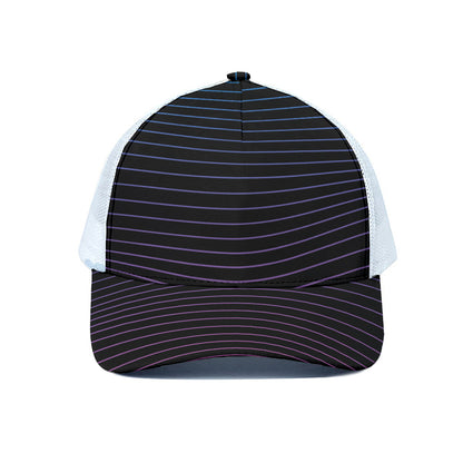 Blue And Purple EDM Wave Print White Mesh Trucker Cap