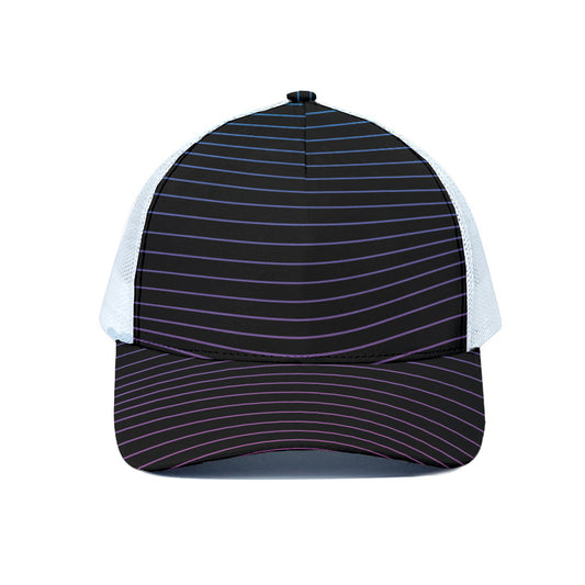Blue And Purple EDM Wave Print White Mesh Trucker Cap