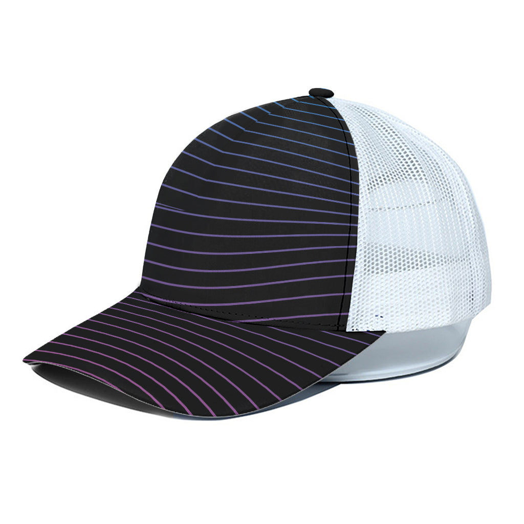 Blue And Purple EDM Wave Print White Mesh Trucker Cap