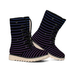 Blue And Purple EDM Wave Print Winter Boots