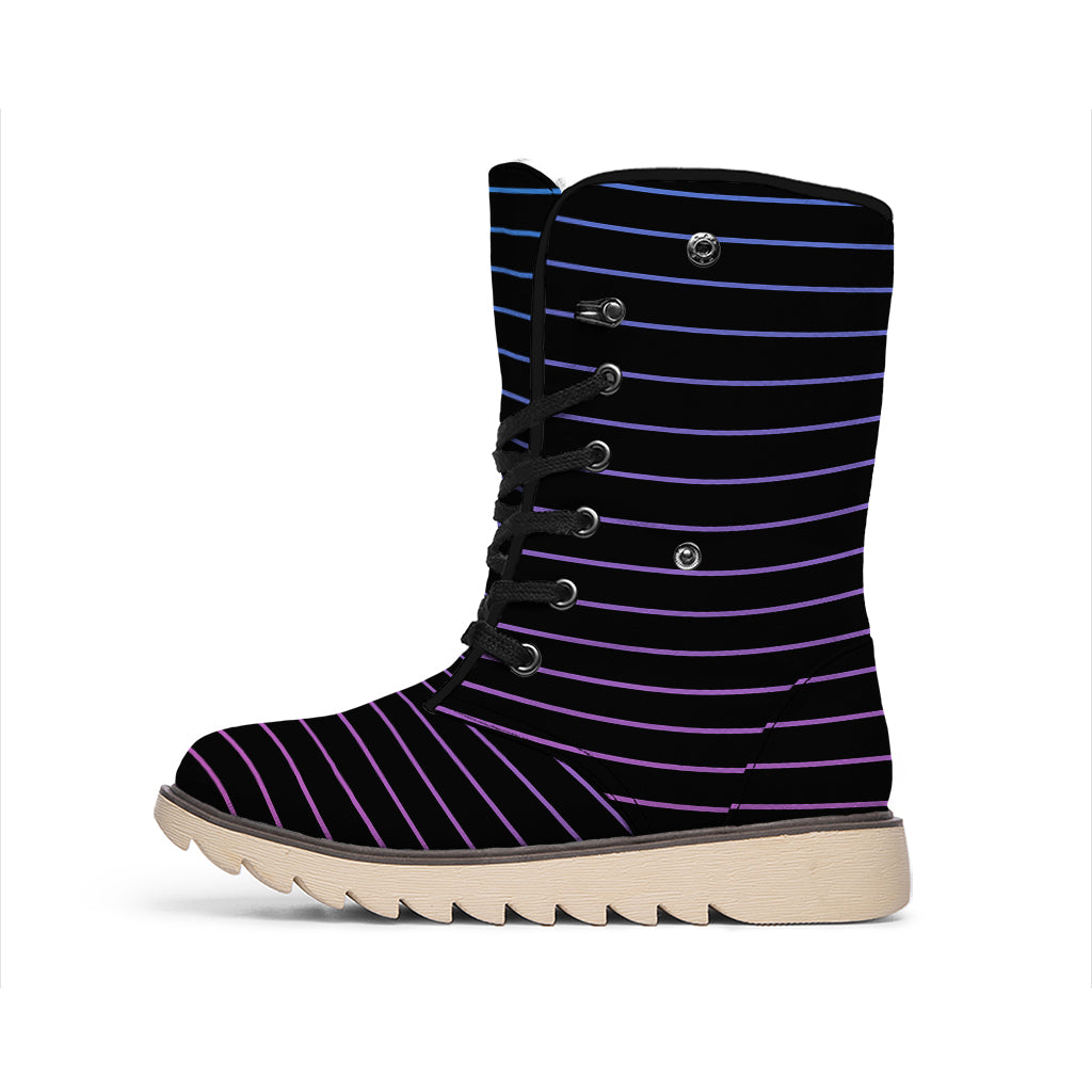 Blue And Purple EDM Wave Print Winter Boots