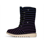 Blue And Purple EDM Wave Print Winter Boots