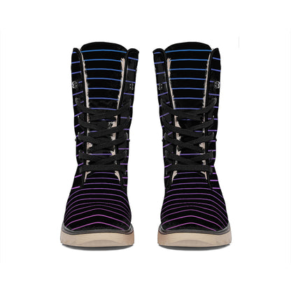 Blue And Purple EDM Wave Print Winter Boots
