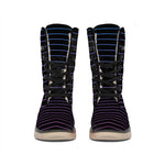 Blue And Purple EDM Wave Print Winter Boots