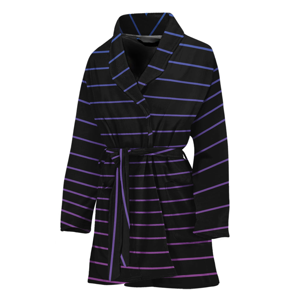 Blue And Purple EDM Wave Print Women's Bathrobe