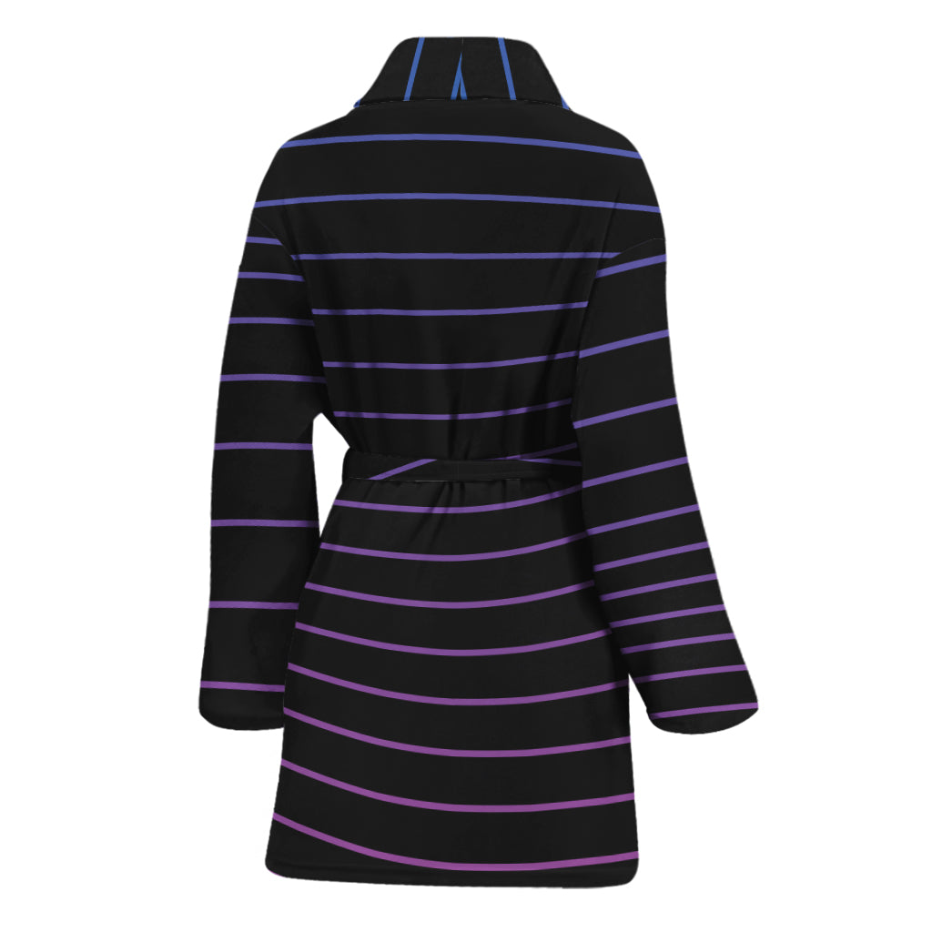 Blue And Purple EDM Wave Print Women's Bathrobe