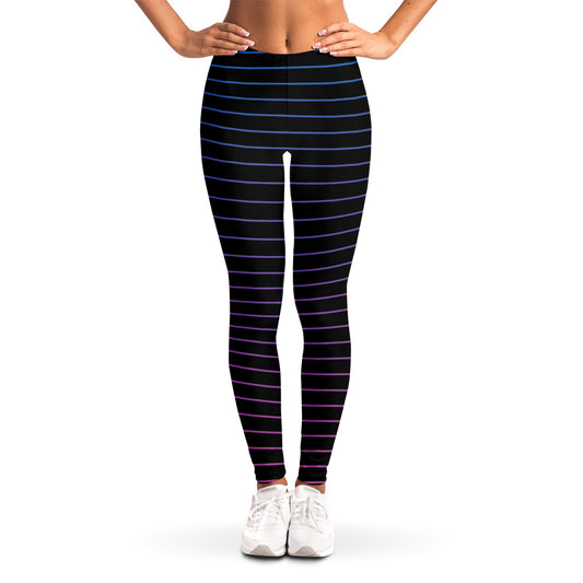 Blue And Purple EDM Wave Print Women's Leggings