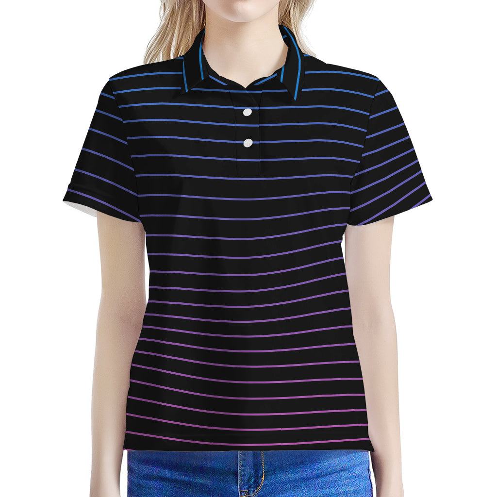 Blue And Purple EDM Wave Print Women's Polo Shirt