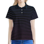 Blue And Purple EDM Wave Print Women's Polo Shirt