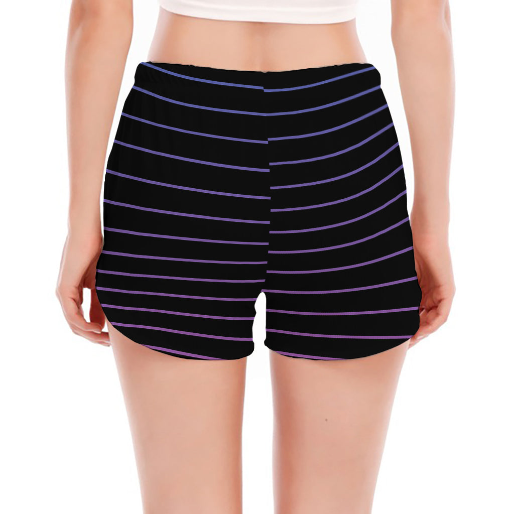 Blue And Purple EDM Wave Print Women's Split Running Shorts