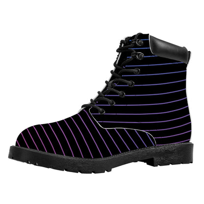 Blue And Purple EDM Wave Print Work Boots