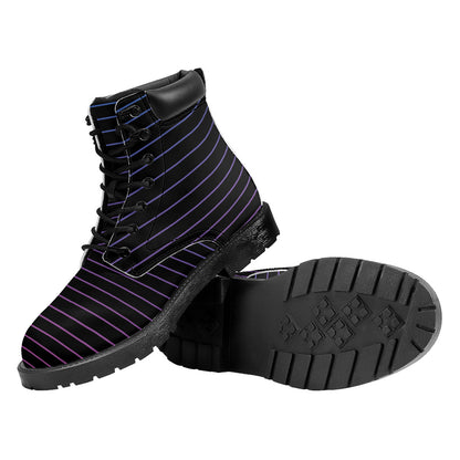 Blue And Purple EDM Wave Print Work Boots