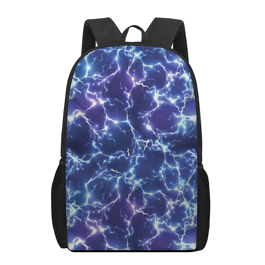 Blue And Purple Lightning Print 17 Inch Backpack