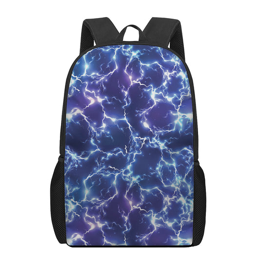 Blue And Purple Lightning Print 17 Inch Backpack