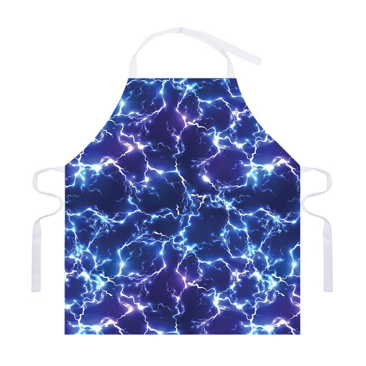 Blue And Purple Lightning Print Adjustable Apron
