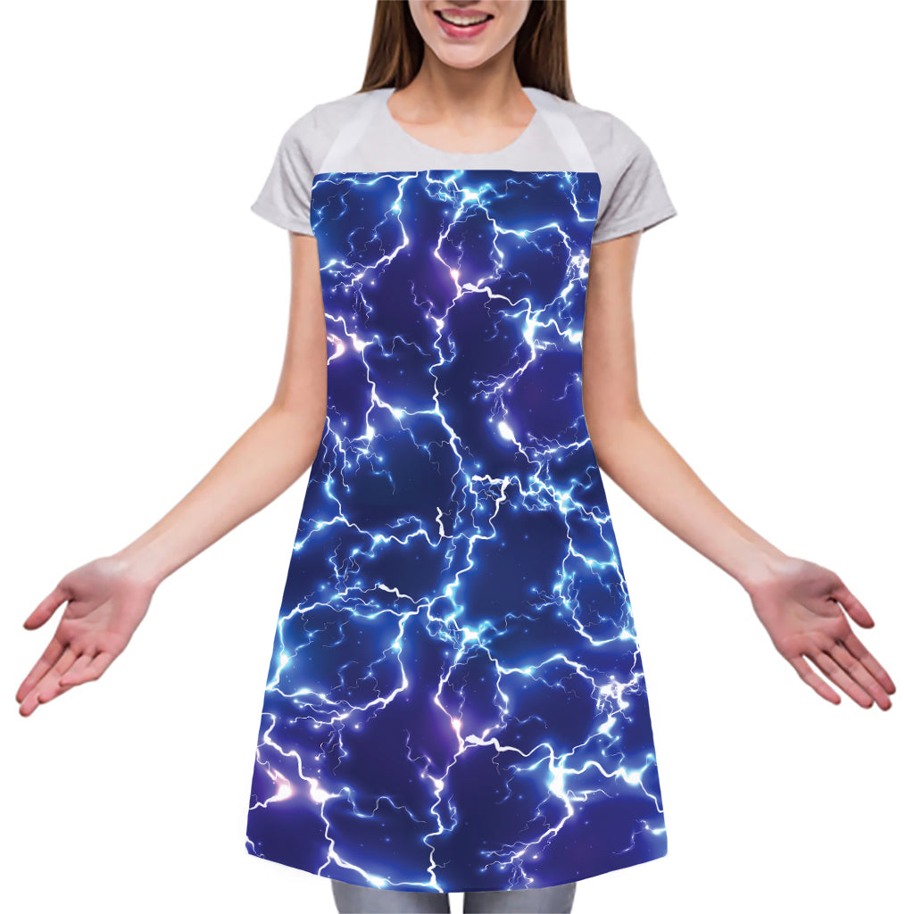 Blue And Purple Lightning Print Adjustable Apron