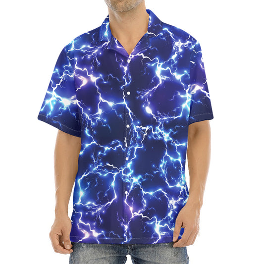 Blue And Purple Lightning Print Aloha Shirt