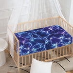 Blue And Purple Lightning Print Baby Crib Sheet