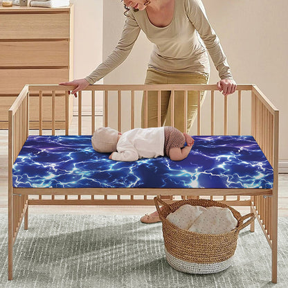 Blue And Purple Lightning Print Baby Crib Sheet