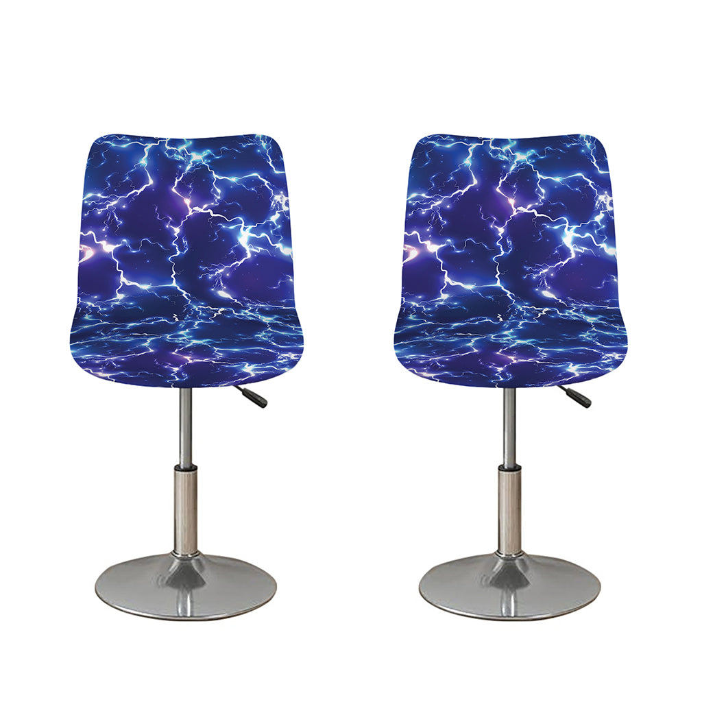 Blue And Purple Lightning Print Bar Stool Covers