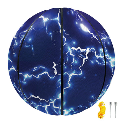 Blue And Purple Lightning Print Basketball