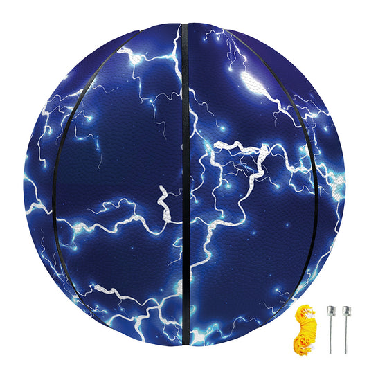 Blue And Purple Lightning Print Basketball