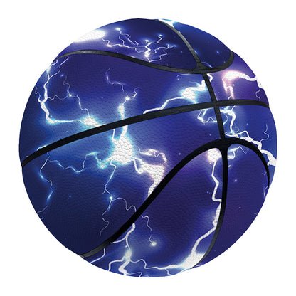 Blue And Purple Lightning Print Basketball