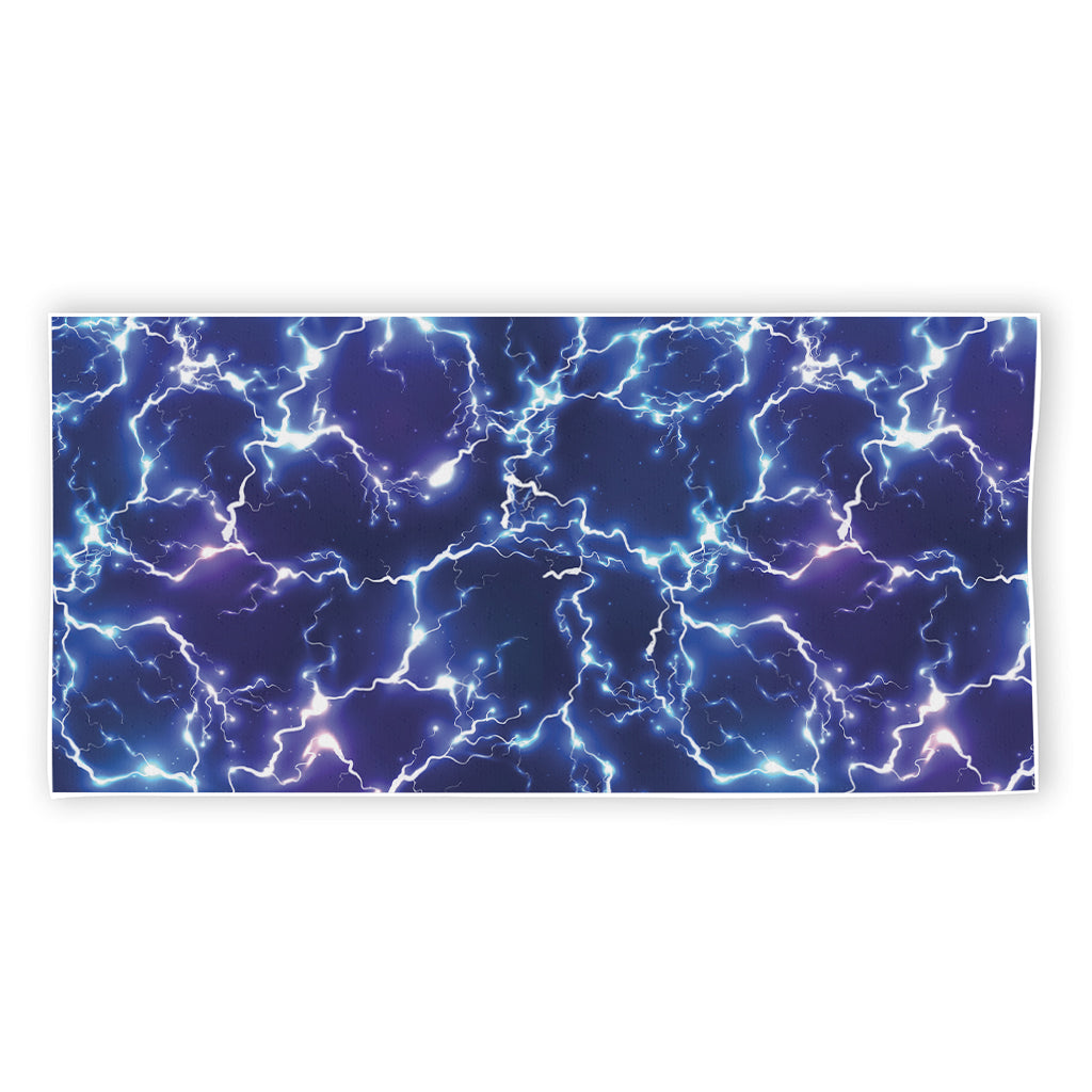 Blue And Purple Lightning Print Beach Towel