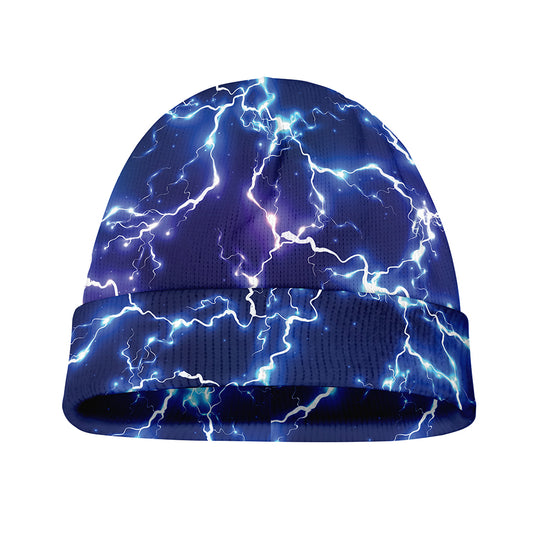 Blue And Purple Lightning Print Beanie