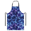 Blue And Purple Lightning Print Bib Apron With Pocket
