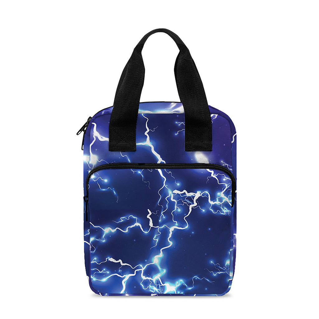 Blue And Purple Lightning Print Bible Tote Bag