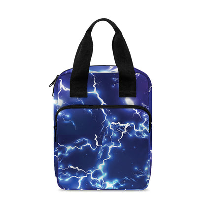 Blue And Purple Lightning Print Bible Tote Bag