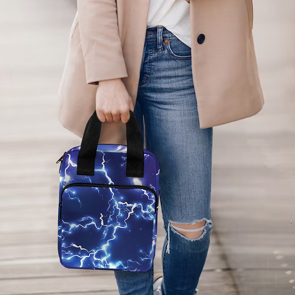 Blue And Purple Lightning Print Bible Tote Bag