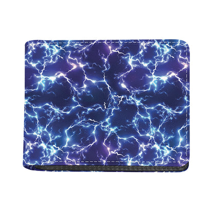 Blue And Purple Lightning Print Bifold Wallet