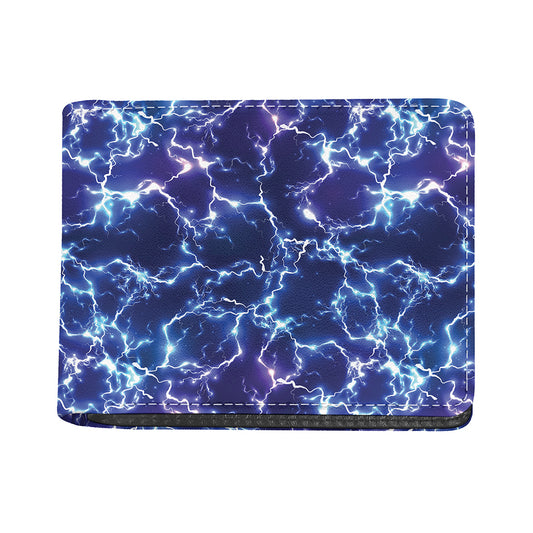 Blue And Purple Lightning Print Bifold Wallet