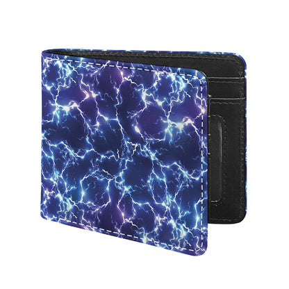 Blue And Purple Lightning Print Bifold Wallet