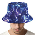 Blue And Purple Lightning Print Bucket Hat
