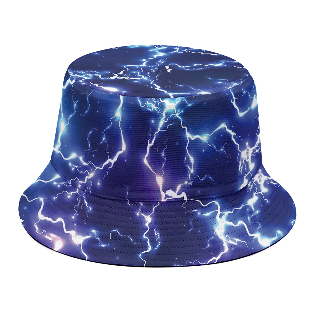 Blue And Purple Lightning Print Bucket Hat