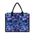 Blue And Purple Lightning Print Canvas Tote Bag