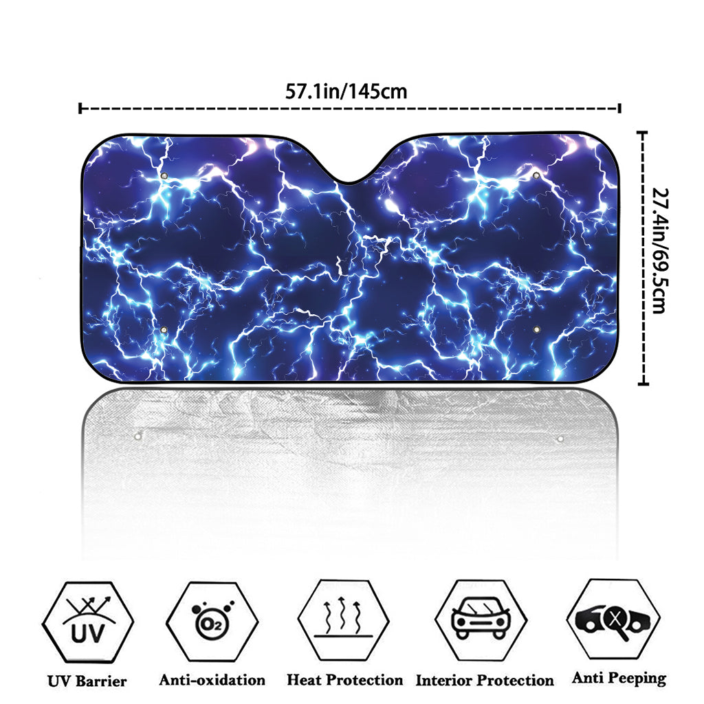 Blue And Purple Lightning Print Car Windshield Sun Shade