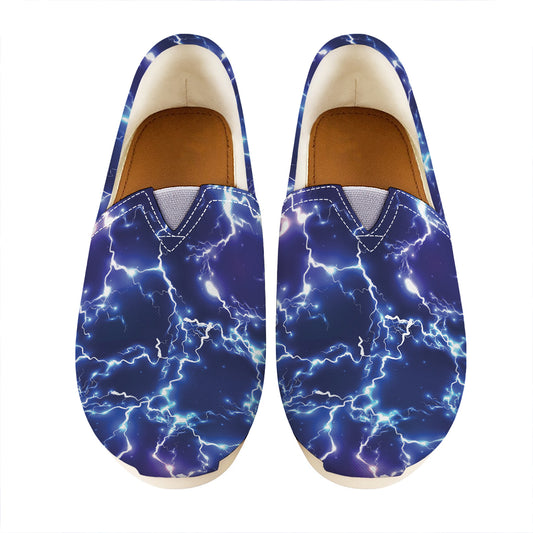 Blue And Purple Lightning Print Casual Shoes