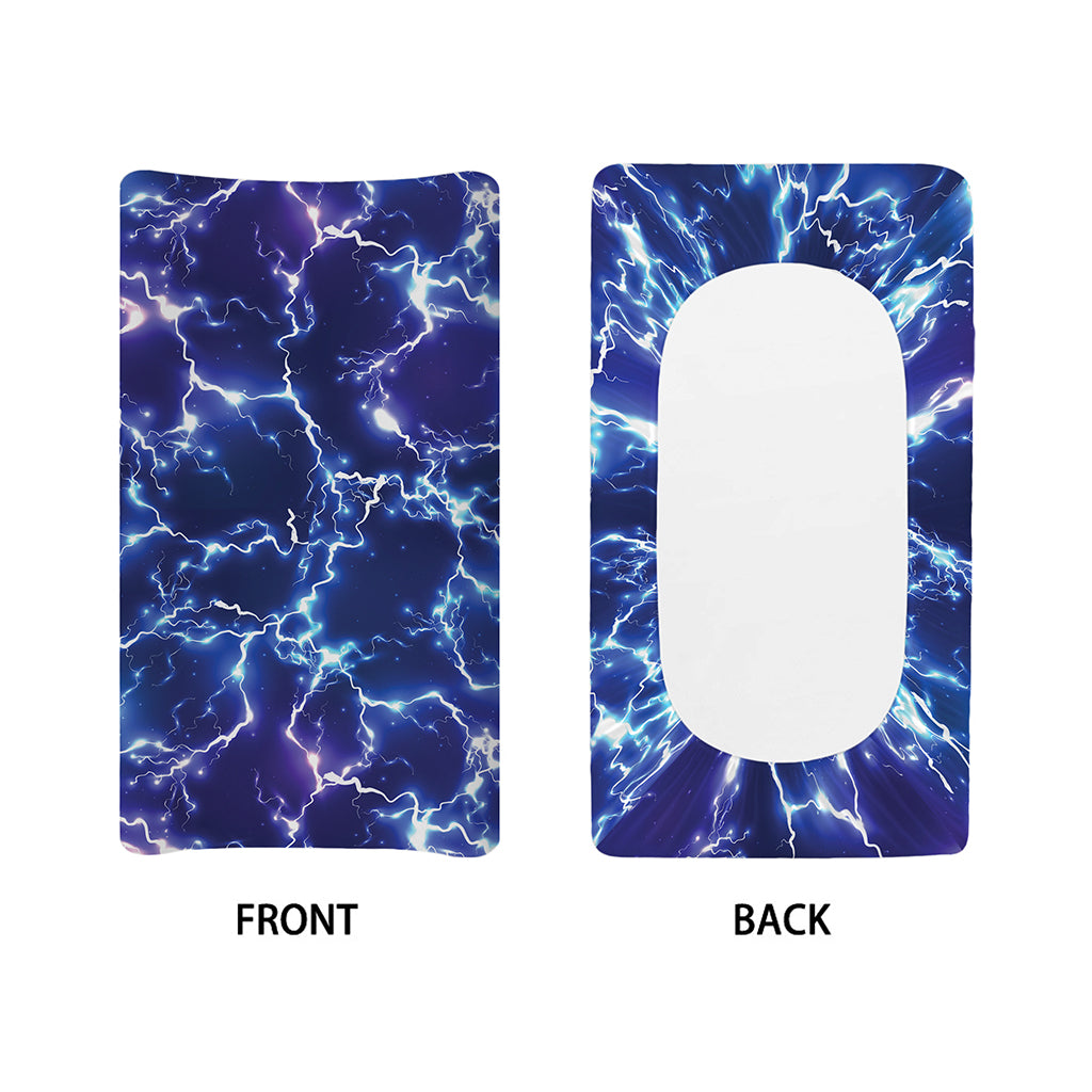 Blue And Purple Lightning Print Changing Pad Cover