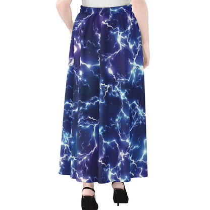 Blue And Purple Lightning Print Chiffon Maxi Skirt