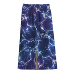 Blue And Purple Lightning Print Cotton Front Slit Maxi Skirt