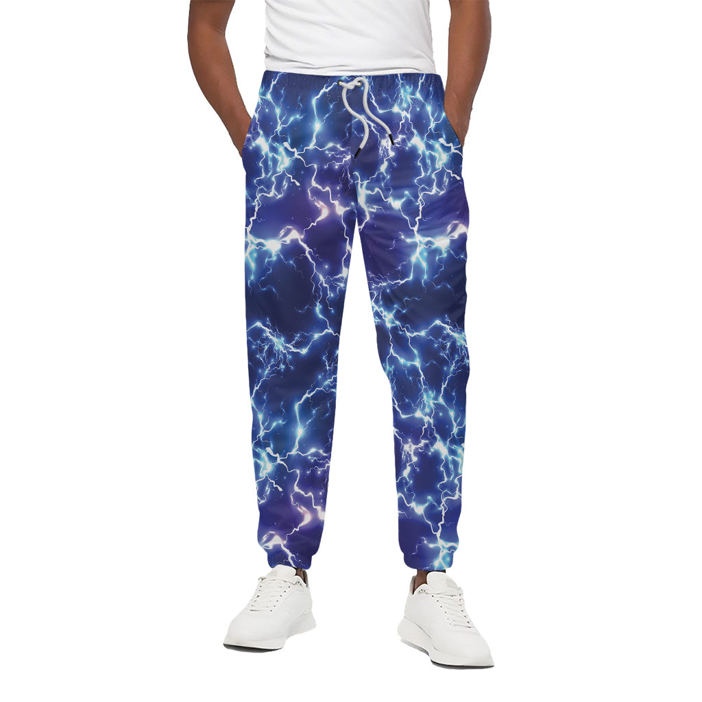 Blue And Purple Lightning Print Cotton Pants