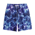 Blue And Purple Lightning Print Cotton Shorts